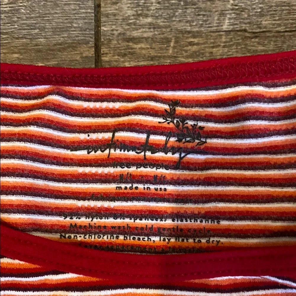 Free People Old School fitted Red & White Striped Crop Top M/L Vintage Inspired - Picture 4 of 10